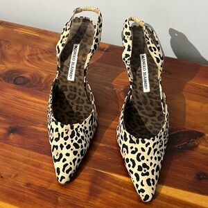 Vintage Manolo Blahnik Animal Print Slingback Heels